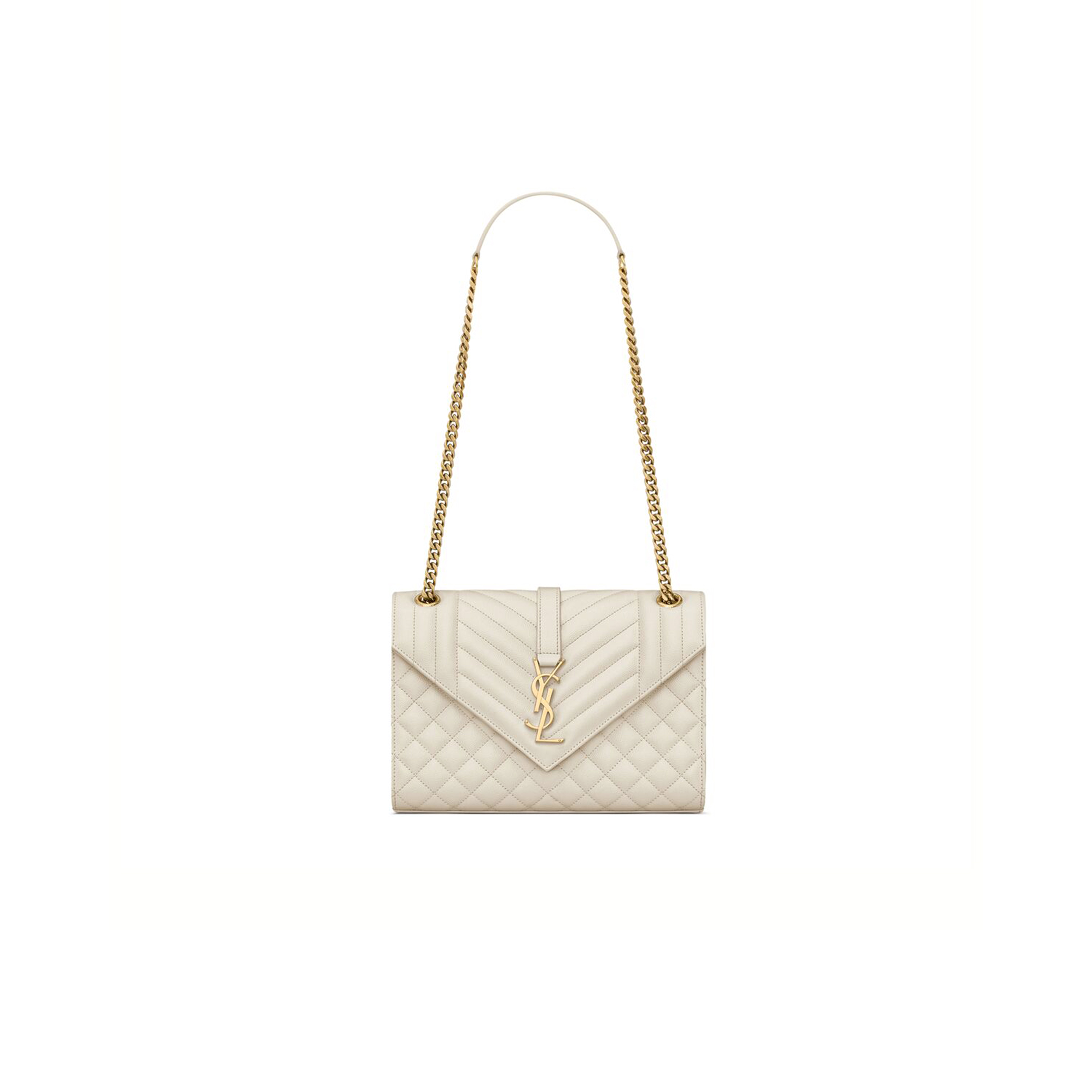 YSL ENVELOPE MEDIUM IN QUILTED GRAIN DE POUDRE EMBOSSED LEATHER 600185BOW919207 (24*17.5*6cm)